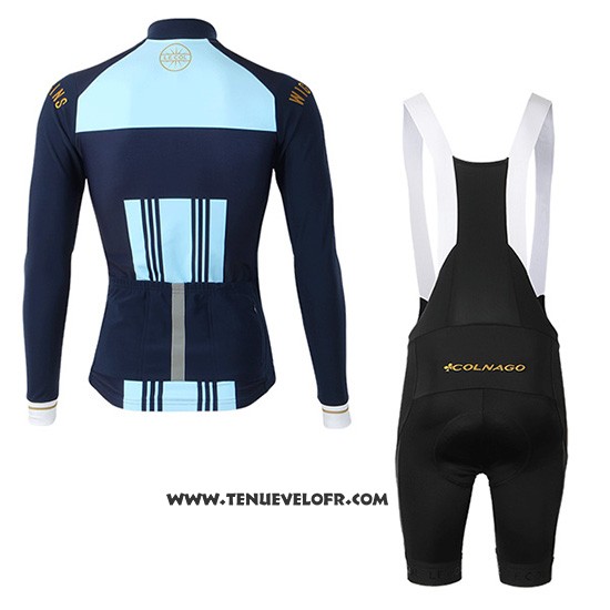 2019 Maillot Ciclismo Lecol Azur Bleu Manches Longues et Cuissard